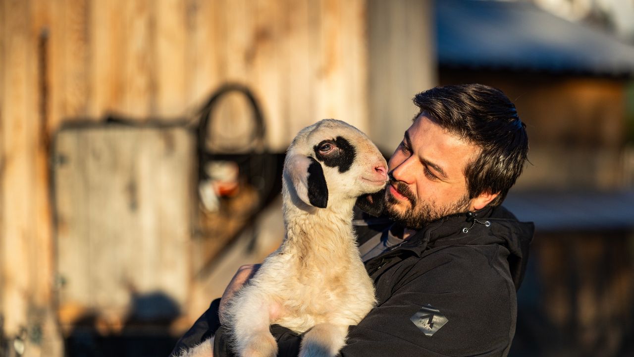 Schafbock Max mit Bauer Josef Schafbock Max mit Bauer Josef